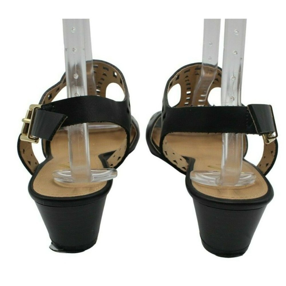 Diba London Journey Black Leather Perforated T-Strap Slingback Sandal Size 10 - Picture 4 of 5